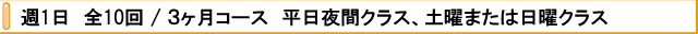 週1日 全10回/3ヶ月コース